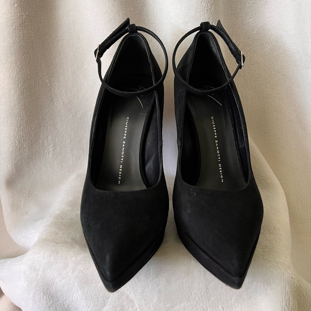 Giuseppe Zanotti Black Suede Ankle-Strap Pumps
